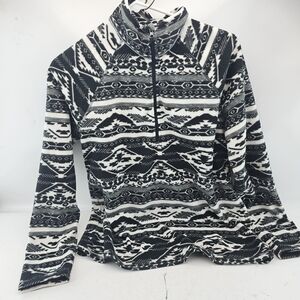 Eddie Bauer Black & White Aztec Quarter-Zip Turtleneck Pullover